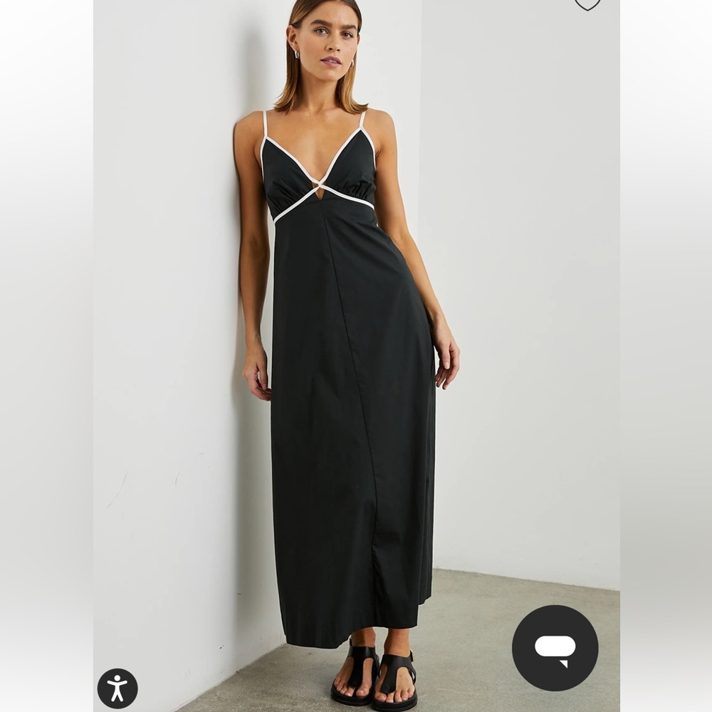 Rails Jessa Cutout Maxi Dress Adjustable Straps Contrast Trim Black White M NWT